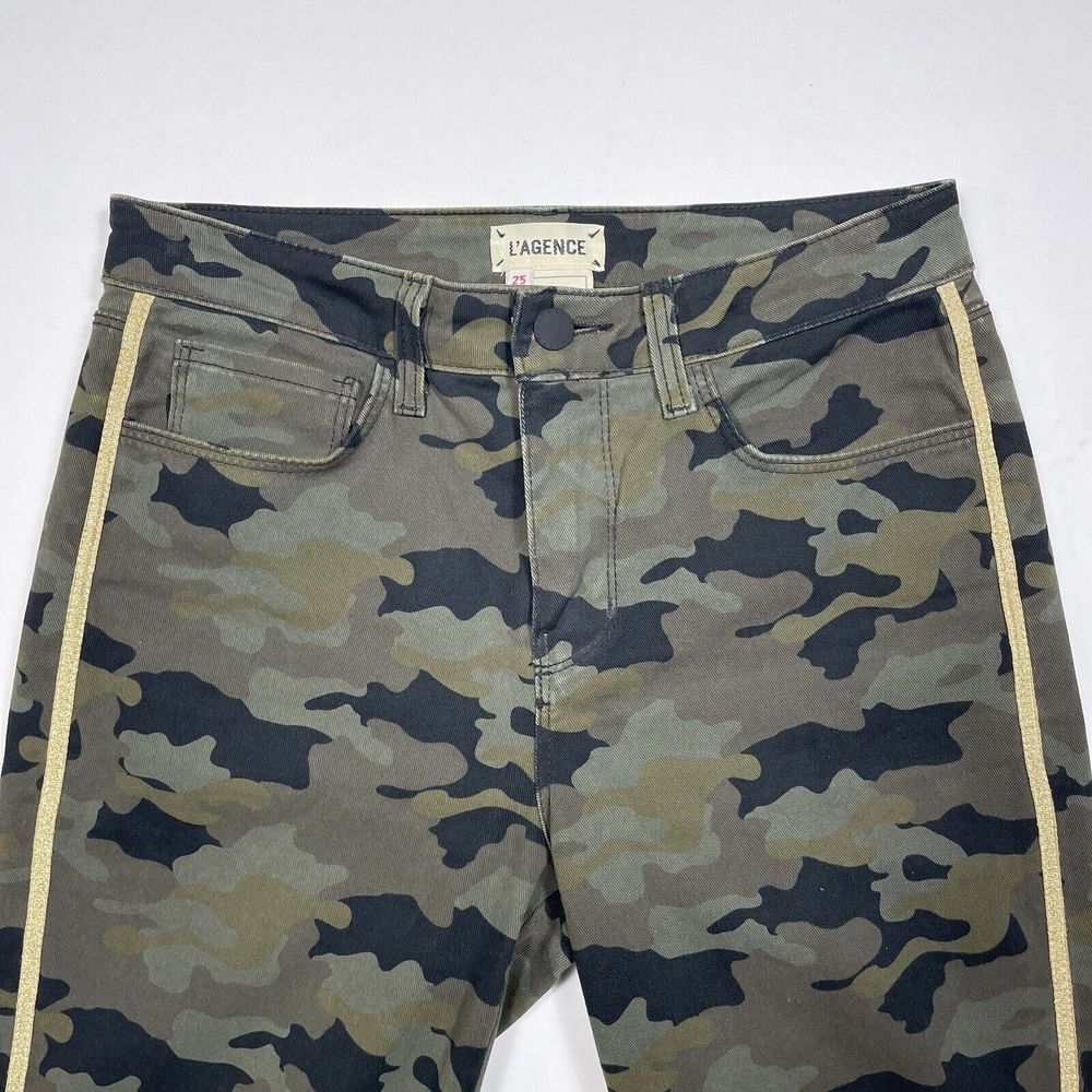 L'Agence Jeans Women's Size 25 Margot High Rise Skinny Camo Stone Tuxedo Stripe - Picture 4 of 9